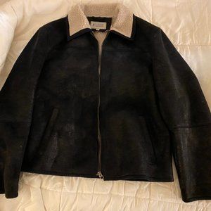 Vintage Tower London Fog Flight Bomber Jacket Faux Shearling Collar Size L